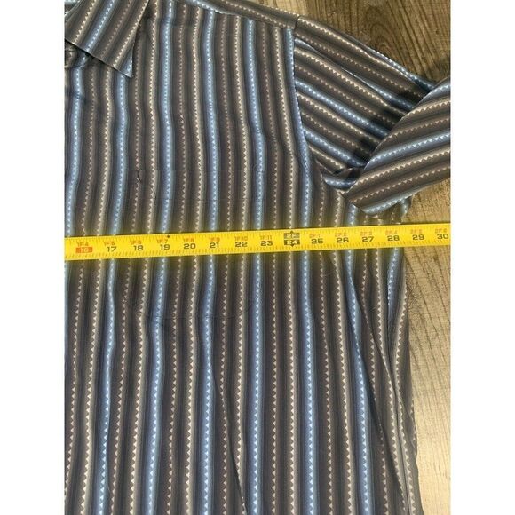 Lansky Bros shirt Mens Black blue geometric Triangle flip cuff Pattern XXL - Picture 6 of 8